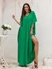 Vestido longo elegante de cor sólida em rayon, estilo europeu e americano, 9 cores, vestido de férias, biquíni, camisa de proteção solar, maiô para mulheres S918