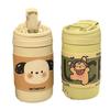 Vaso de Agua Aislado de Doble Bebida Ins Vaso Portátil Anti-Caída de Gran Capacidad Acero Inoxidable 304 Estudiante Lindo Vaso con Pajita
