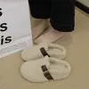 Pantuflas de punta Birkenstock de suela gruesa con pelo para mujer, para exteriores, nuevo estilo invierno 2026, pantuflas de nieve, sin cordones, pantuflas de algodón con felpa