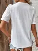2024 Amazon Europea y Americana Talla Grande Mujer Color Sólido Hueco Vacaciones Moda Hueco Manga Corta Camisa Europea y Americana para Mujer