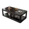 Mesa de centro para uso doméstico en la sala de estar, vidrio templado de doble capa, moderna, simple, mesa de té rectangular para apartamentos pequeños