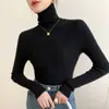 Suéter de Punto de Cachemir de Color Sólido, Ajustado, Canalé, Cuello Alto, Estilo Coreano para Mujer, Otoño/Invierno 2026