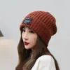Gorros Gruesos de Lana Tejidos Transfronterizos para Mujer, Gorros Engrosados de Invierno para Proteger las Orejas, Slouchy Versátiles Casuales para Circunferencia de Cabeza Grande, Venta al por Mayor