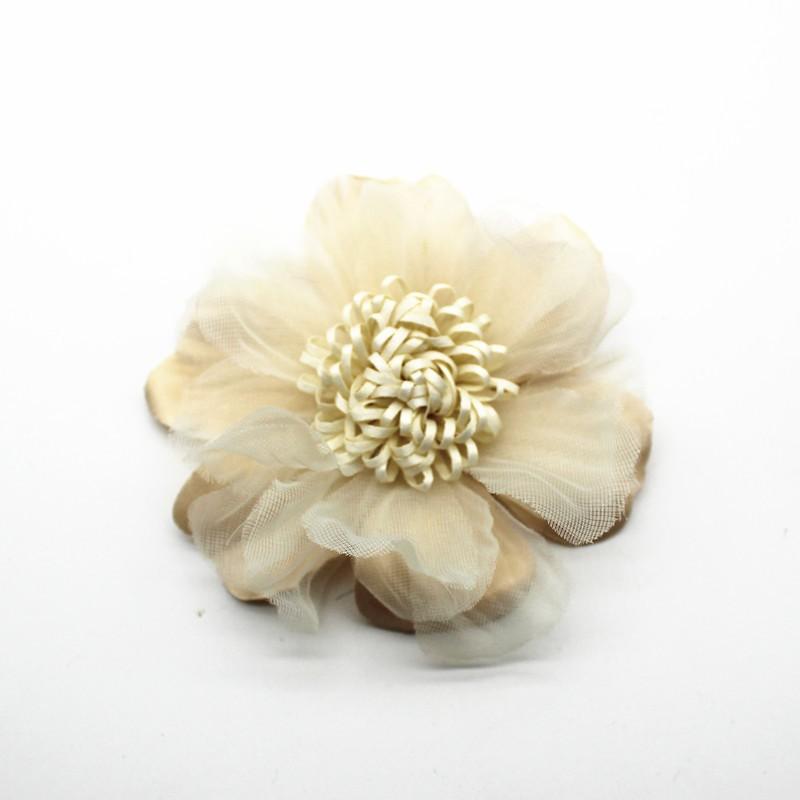 六角雪纺带芯花杏色