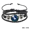 Pulsera Europea y Americana Nueva de las 12 Constelaciones Pulsera Tejida de Cuerda de Cuero Retro Estilo Coreano para Hombre Pulsera de Moda para Estudiantes para Mujer Regalo