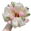 Goma para el pelo con flores, scrunchie de tulipán multicapa, accesorio floral estilo 'ins' súper de hada, nuevo estilo francés de lujo ligero