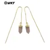 Wt-E786 Novo Mais Vendido Design de Bala Colorido Pequena Pedra Preciosa Pingente Ouro 18K Banhado Brincos de Corrente Únicos