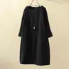 Outono e Inverno Novo Vestido de Veludo Cotelê Retro Cor Sólida Vestido Solto Roupa Feminina Plus Size para Meninas Cheinhas