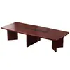 Mesa de Conferencias Madera Maciza Piel Mesa Larga Combinación Mesa y Silla de Oficina Mesa de Conferencias Pintada Mesa de Rayas Mesa de Negociación Simple Moderna