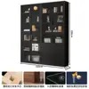 Estante de Livros em Madeira Maciça Armário de Armazenamento Integrado Montado na Parede Sala de Estar Doméstica Armário de Vinhos Rack de Armazenamento Porta de Vidro Armário de Exposição de Parede Inteira de Chão