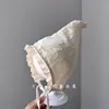 Chapéu de Bebê Leve e Respirável com Borda de Renda para Recém-Nascidos e Meninas Pequenas, Estilo Primavera e Outono, Proteção Solar de Verão, Chapéu de Amarrar Estilo Princesa