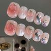 Hand-worn unha patch curto arco-íris pêssego adesivos de unha para meninas destacável nail art atacado