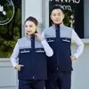 Roupas de Trabalho de Inverno Colete de Algodão Estampa Bordado Texto Homens Mulheres Roupa de Trabalho Bloco de Cores Colete de Algodão Estaleiro Reparo Automotivo Colete Jaqueta Sem Mangas Espessado