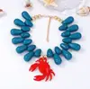 Collar para Mujer con Colgante de Cangrejo Exagerado de Moda Europea y Americana Estilo Casual Oceánico de Vacaciones Aleación Goteo de Aceite Cuentas Multicolor