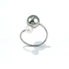 Anillo Transfronterizo Europeo y Americano de Acero de Titanio Oro 18K Doble Bola Anillo Abierto Dorado Diseño de Nicho Joyería de Acero Inoxidable Perla