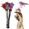 Brinquedos de Vara com Pena para Gatos Conjunto com 3 Peças Vara Interativa com Pena de Frango e Sino para Brincadeiras de Pet em Ambiente Interno