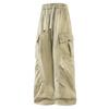 Nova Coleção Primavera 2025 Estilo Americano Street Style Calça Cargo de Algodão Lavado Sujo com Estampa de Garça Masculina Fina para Primavera e Outono Casual