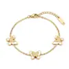 Pulseira Exquisita e Versátil de Aço Inoxidável Borboleta de Verão, Banhada a Ouro e Cravejada com Diamantes, Joia de Mão Elegante e Luxuosa para Mulheres, Presente para Melhores Amigas