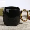 Taza de cerámica personalizada, taza de café de lujo ligero, taza creativa para parejas con asa chapada en oro, par de tazas, regalo de empresa, taza promocional