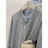 Cardigã de malha cinza de duas peças falsas para início de outono, suéter feminino para primavera/outono/inverno, blusa de tricô estilo francês para baixinhas