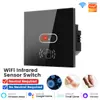 Interruptor de Sensor de Onda Infrarroja para Pared Inteligente Wifi Tuya Panel Táctil Sin Contacto Interruptor de Sensor con Control Remoto Estándar UK/EU