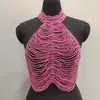 Cadena Corporal Sexy y Exagerada Hecha a Mano con Perlas Artificiales, Chaleco de Perlas Artificiales, Estilo Europeo y Americano, Resistente, con Cuentas, para el Pecho, sin Espalda