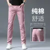 Jeans Verde de Alta Qualidade Masculino Corte Reto Slim Fit 2026 Novo Estilo Europeu Verão Fino Casual Calça Longa