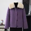 Chaqueta de cuello de pelo extragrande, top corto para madres, nueva colección otoño/invierno 2026, top de lana de alta gama para mujeres de 50 años en adelante