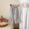 Pantalones acampanados para niños para primavera y otoño, pantalones largos casuales unisex para bebé, color liso, algodón elástico, versátiles, pantalones gruesos de princesa