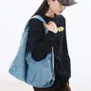 Bolsa de Mezclilla Casual Estilo Japonés para Mujer, Gran Capacidad, Nueva 2025, Bolso Tote Estilo Harajuku, Bolso de Hombro Casual Artístico