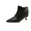 Botines Chelsea de punta transfronterizos para mujer, nueva colección de invierno 2026, botines de tacón fino, botines sencillos primavera/otoño, botines Martin de cuero suave