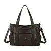 Bolso Tote Transfronterizo Pu Textura Retro Europea y Americana Bolso de Hombro Gran Capacidad Viaje Gran Capacidad Commuter Bolso Casual