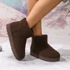 Lana de oveja, lindos y cálidos, botines cortos color beige nuevos con forro de felpa, estilo bosque retro, botas de nieve invierno 2026, zapatos planos de algodón para mujer