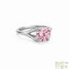 Anel Colorido S925 Prata Esterlina com Moissanita Completa Anel de Moissanita com Aro Torcido de Quatro Garras Anel de Prata S925 para Mulheres
