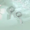 Pendientes de barra plateada pequeños y sencillos, pendientes de aro geométricos clásicos, pendientes de barra largos versátiles de moda hip-hop unisex para mujer