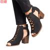Juti Wish Sitio Independiente de Amazon Ebay Comercio Exterior Europeo y Americano Sandalias con Hebilla de Talla Grande Sandalias de Tacón Alto Peep-Toe para Mujer