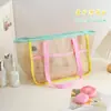 Bolsa de Mão Feminina de Malha Simples para Verão Camping Bolsa Portátil para Armazenamento de Lanches Grande Capacidade Bolsa de Compras de Supermercado para Mulheres