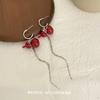 Pendientes de Borla de Mariposa Calabaza Roja Retro Simples Diseño de Temperamento de Nicho Sentido de la Moda Alto Sentido Pendientes Versátiles