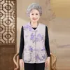 Jaqueta colete de primavera e outono para mãe, colete abotoado retrô estilo chinês novo para vovó, colete estiloso para mulheres de meia-idade e idosas