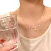 Collar Tejido de Corazón Brillante con Perlas Dulce y Romántico con Cadena de Clavícula en Capas