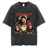 Camiseta Lavada Retro Eddie Munson Camiseta de Monstruo Demogorgon Caníbal Camiseta Oversize para Hombre