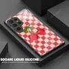 Tk Popular Case de Vidro Xadrez Cereja para Samsung A15 Capa de Celular Cobertura Total S22 Furo Preciso Anti-Queda S24 Venda Direta da Fábrica
