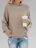 Suéter de punto de color liso para otoño e invierno, estilo europeo y americano, suéter casual holgado de manga larga para mujer, ropa para mujer de comercio exterior transfronterizo