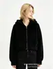 Nuevo cárdigan con capucha de pelo sintético tipo visón para mujer, otoño e invierno, con lentejuelas, cremallera, corte holgado, estilo casual y bolsillos