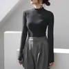 Nueva Camiseta Térmica de Mujer Otoño/Invierno 2026, Camiseta de Manga Larga Gruesa de Alta Calidad con Cuello Semi-Alto, Top Ajustado