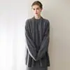 Cárdigan de punto para mujer Konsaini 100% cachemira pura, sin botones, cepillado, holgado, estilo casual, abrigo de longitud media, nuevo