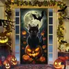 Nuevo tapete de fondo para puerta de Halloween estilo europeo y americano transfronterizo, decoración atmosférica temática de calabaza, bandera para exteriores