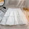 Falda Blanca con Volantes para Mujer 2025 Nuevo Verano Adelgazante Versátil Cintura Alta Antideslumbrante Falda Pastel