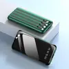 Atacado do fabricante power bank com acabamento espelhado, com quatro cabos embutidos, fonte de alimentação móvel portátil de 10000mAh, brinde com impressão de logotipo