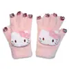 Luvas de Pelúcia Quentes Tricotadas de Cinco Dedos com Gatinho de Strass para Mulheres no Inverno, Versáteis à Prova de Frio e Vento para Ciclismo, Aconchegantes